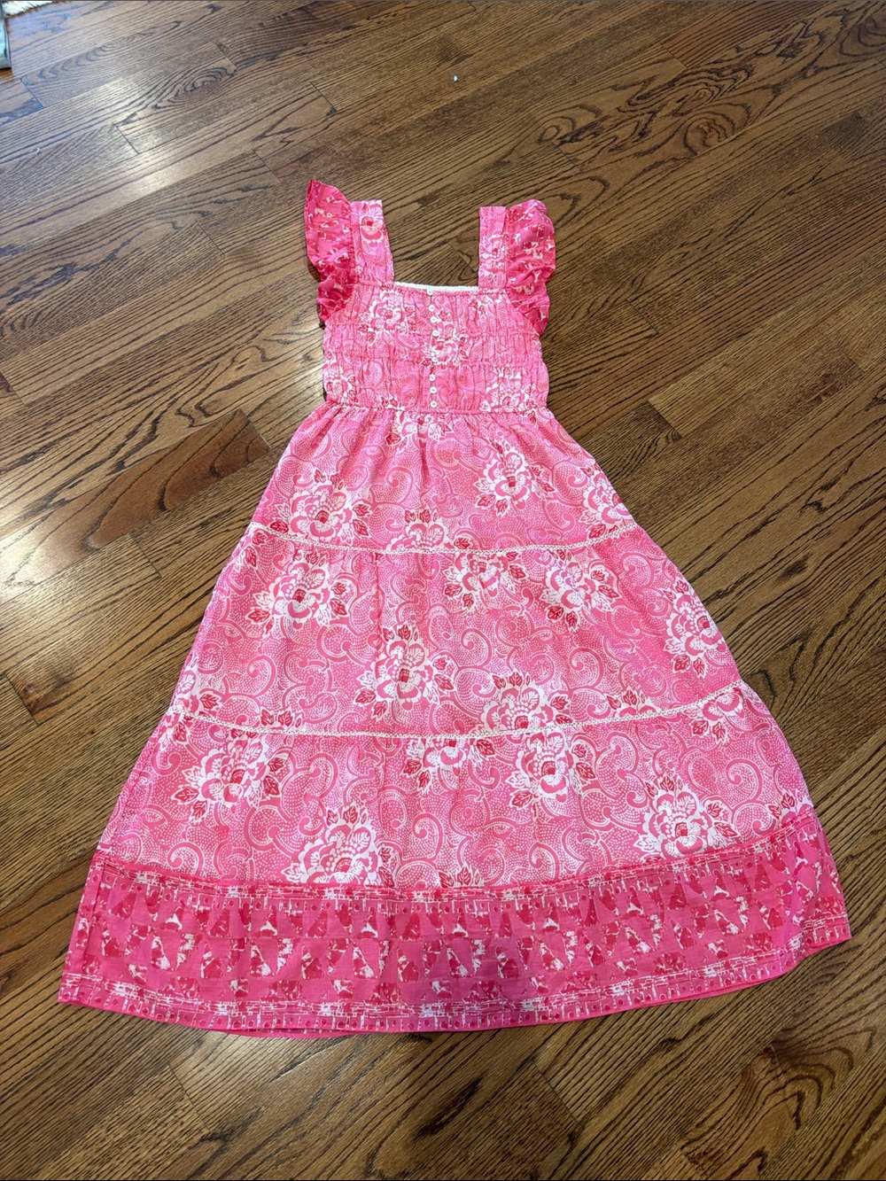 Women’s' Pink Floral Tiered Smocked Sundress